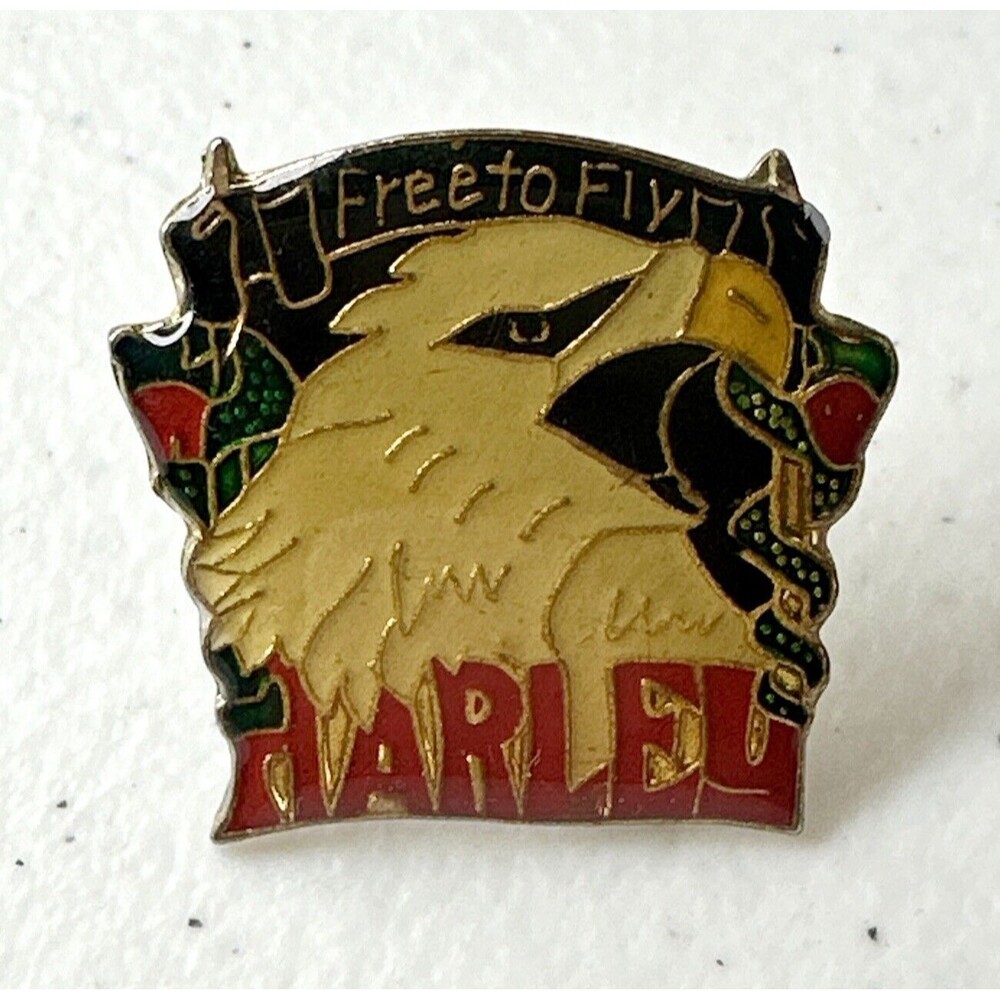 Vintage‎ Free To Fly Harley Eagle Metal Pin Badge Hat Lapel Jacket Vest Pin